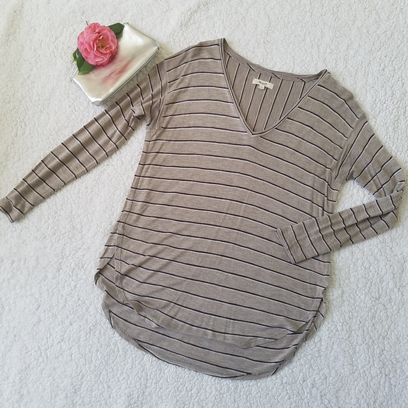 Madewell Tops - Madewell Tan Brown Striped Tunic Top Small